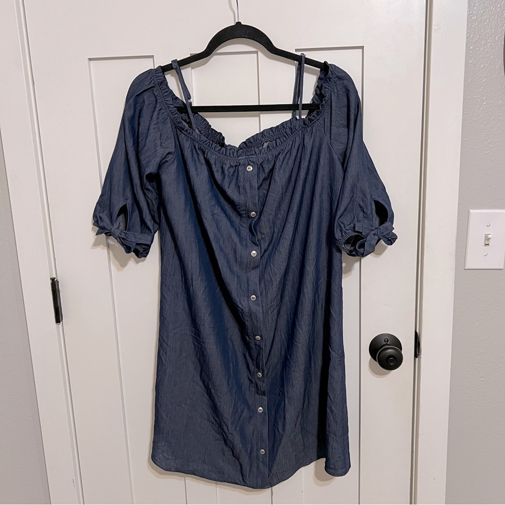Naif Size L off the shoulder shirt dress/spaghetti strap.